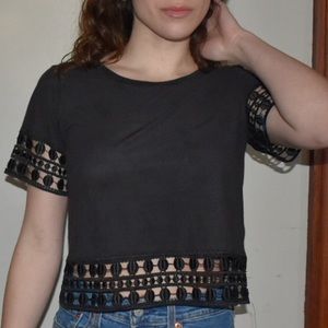 Design Lab Cropped Suede Top